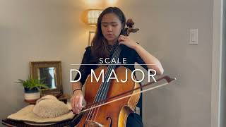 D Major Scale  2 Octaves Cello Play Along [upl. by Aihtniroc633]