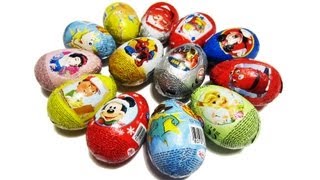 14 Kinder Surprise Zaini Eggs Disney Pixar Cars 2 Princess Iron Man Toy Story Spiderman Chuggington [upl. by Nashoma909]