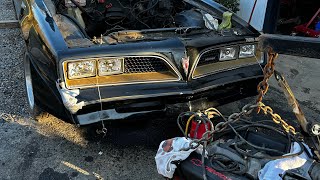 1977 Trans am Project pulling the engine to get ready for a 455 and 4 speed [upl. by Einallem]