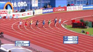 200m Mens Heat 1  European Athletics Championships 2016 [upl. by Annayad]