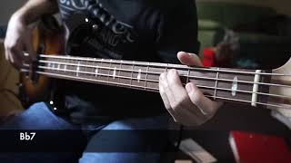 Bb Blues with Yamaha BB424 Bass Ernie Ball strings front pickup backing track from IReal pro [upl. by Nailij]