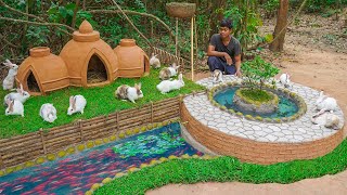 Rescue rabbits building Hobbits house with fish pond WildernessTVChannel [upl. by Noed]