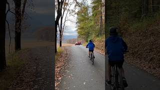 Bike riding the Cades Cove loop in October fall colors Great Smokey mountain national park [upl. by Neilla]