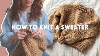 How To Knit a Chunky Sweater  Beginner Friendly Step by Step DIY Tutorial [upl. by Okiram495]