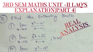 3rd sem Maths Unit II LAQS explanation Part 4 Satavahana University Real Analysis Bsc [upl. by Noneek]