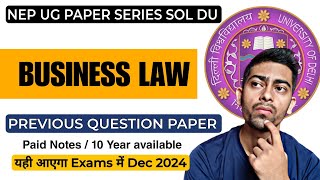 Business Law Previous Year Paper NEP Sol DU Microeconomics Question paper Dec 2024 Business law [upl. by Preuss201]