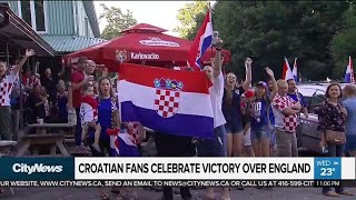 Croatian fans celebrate teams advance to World Cup finals [upl. by Augustin]