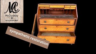 RESTORATION of Broken Old Vintage Writing Bureau Desk [upl. by Etka25]