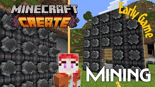 Minecraft Create Mod 1201 Early Game Mining with Drills How to automatically mine Tutorial [upl. by Deming543]