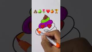 Satisfying creative art 💩🍏🌷❤️🍊🏆art drawing shorts youtubeshorts [upl. by Abbotsun322]