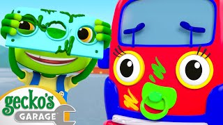 Baby Truck And Gecko Get MESSY  Max the Monster Truck  Truck and Bus Cartoon  Geckos Garage [upl. by Eulalie998]