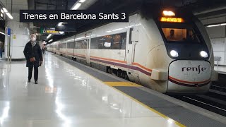 Trenes en Barcelona Sants 3  bonus 447 en triple composición [upl. by Nnateragram]