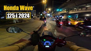 Driving around Thailand at night with Honda Wave 125 i 2024 [upl. by Chow479]