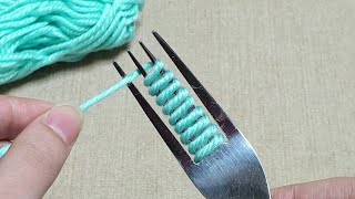 Super Easy Flower Craft Ideas with Woolen  Hand Embroidery Amazing Trick  Wool Flower Design [upl. by Nosak]