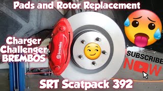 How to Replace Front Brembo Brakes amp Rotors 2018 Dodge Charger Scatpack SRT 392 [upl. by Anayaran]