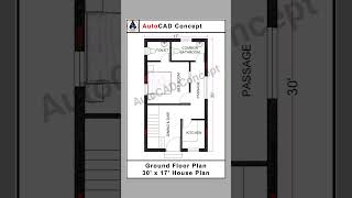 Civil engineering drawing  30 x 17 house plan  1bhk house plan design  floor plan home 1bhk [upl. by Naamana]