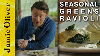 Seasonal Greens Ravioli  Jamie Cooks Spring  Channel 4 Mondays 8pm [upl. by Terhune52]