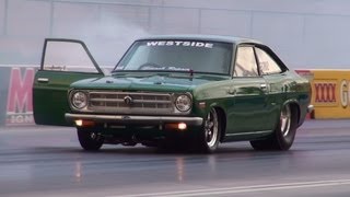 2JZ POWERED DATSUN 1200 COUPE RUNS 767  182 MPH SYDNEY DRAGWAY 1812013 [upl. by Bautista]