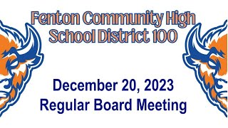 Fenton High School Board of Education Meeting December 20 2023 [upl. by Braynard]