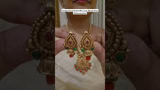 Antique Coral Green Mix Long Haram From Abharanashala [upl. by Haeel]