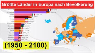 Größte Länder in Europa nach Bevölkerung 1950  2100 Bevölkerung in DeutschlandSchweizÖsterreich [upl. by Deedahs]