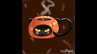 Pumpkin Cat coffee ☕ Drawing speedpaint [upl. by Eerok]