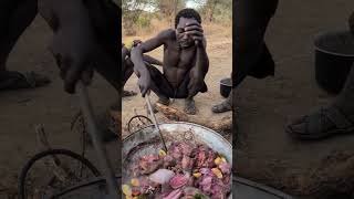 Wow Thats incredible delicious food Hadza cooks from wild meat 😋🍲hadzabetribe food [upl. by Janyte375]