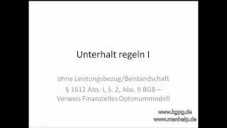 Unterhalt Kindesunterhalt Betreuungsunterhalt  02 I KGPG [upl. by Nylirahs]