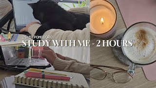 🌧️ Cozy Study With Me 2Hour Pomodoro Session 255 🐱📚 [upl. by Gerladina622]