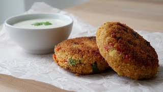 Vegetarische Couscous Bratlinge Rezept  Vegetarian Couscous Patties Recipe  ENG SUBS [upl. by Tertius303]