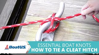 How to Tie a Cleat Hitch Knot  BoatUS [upl. by Okuy]