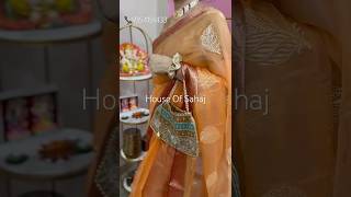 Organza orange saree🧡 diljitdosanjh organza potlibags goldjewellery saree beautiful ytviral [upl. by Nide390]