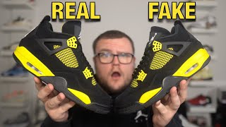 GREAT FAKES Air Jordan 4 Thunder FAKE VS REAL [upl. by Candra497]