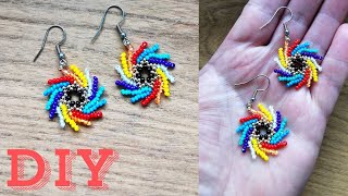 Kolorowe Kolczyki z Koralików Ścieg Petersburski DIY Tutorial St Petersburg stitch Beaded earrings [upl. by Sidoeht]