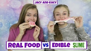 Real Food vs Edible Slime Challenge  Jacy and Kacy [upl. by Ramsden]