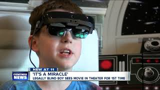 Legally blind boy sees movie in theater for the 1st time [upl. by Slavic]