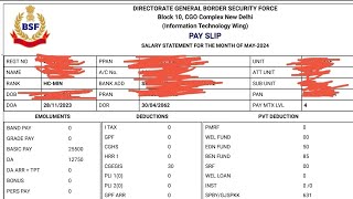 BSF HCM Salary Slip 2024 🔥  Bsf Head Constable Ministerial Salary slip 2024 [upl. by Musetta572]