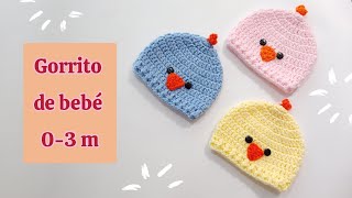 Gorrito para bebé a crochet muy fácil 03 meses tutorial paso a paso rápido de tejer [upl. by Llabmik]