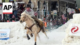 Skijoring blends rodeo and ski culture in Colorado town [upl. by Ymaj57]