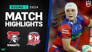 NRLW 2024  Knights v Roosters  Match Highlights [upl. by Epoillac]