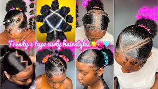 🌸🍏🍡Trying Curly Natural Hairstyles I Find On Pinterest  𝐒𝐥𝐚𝐲𝐞𝐝 edges 🩵🦋💞 [upl. by Yerroc]