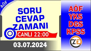 AÖF 03 07 2024 Canlı  Soru Cevap Zamanı  Açıköğretim DGS KPSS YKS [upl. by Elizabet133]