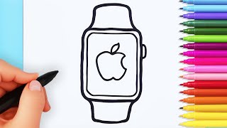 How to Draw Apple Watch  Drawing and Coloring Apple Watch [upl. by Madalena992]