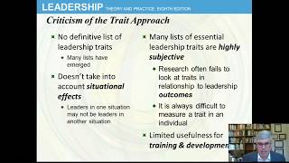 Trait Approach Chap 2 Leadership by Northouse 8th ed [upl. by Amsirhc36]