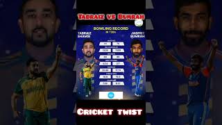 TABRAIZ SHAMSI VS JASPREET BUMRAH BOWLING RECORDS shorts trending youtubeshorts [upl. by Notak]