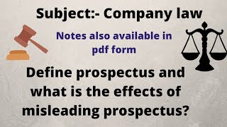 Define prospectus and what is the effects of misleading prospectus [upl. by Emyam]