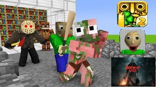 Monster School  BALDIS BASIC VS TEMPLE RUN CHALLENGE  Minecraft Animation [upl. by Adnoyek]