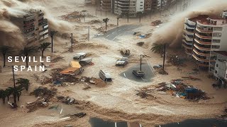 Heavy rains caused flooding in several towns in the province of Seville Spain [upl. by Breen519]