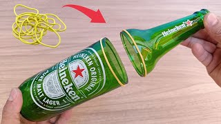 I never thought cutting a glass bottle with a rubber band would be so easy  Amazing [upl. by Nylhtiak114]