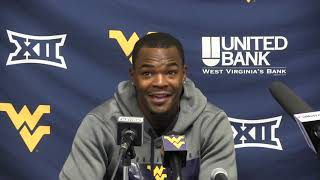 BlueGoldNewscom WVU Football Leddie Brown Kansas Postgame 112721 [upl. by Sokim]